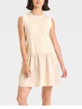 Universal Thread 100% cotton Cream Crewneck sleeveless dress size S